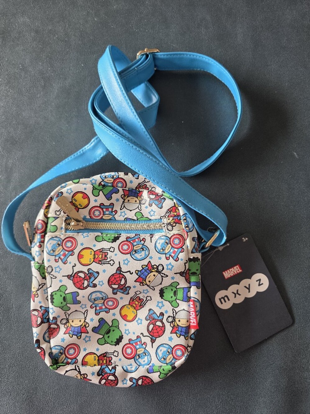 Marvel Kids Multicolor Cartoon Character Crossbody Bag with Blue Strap